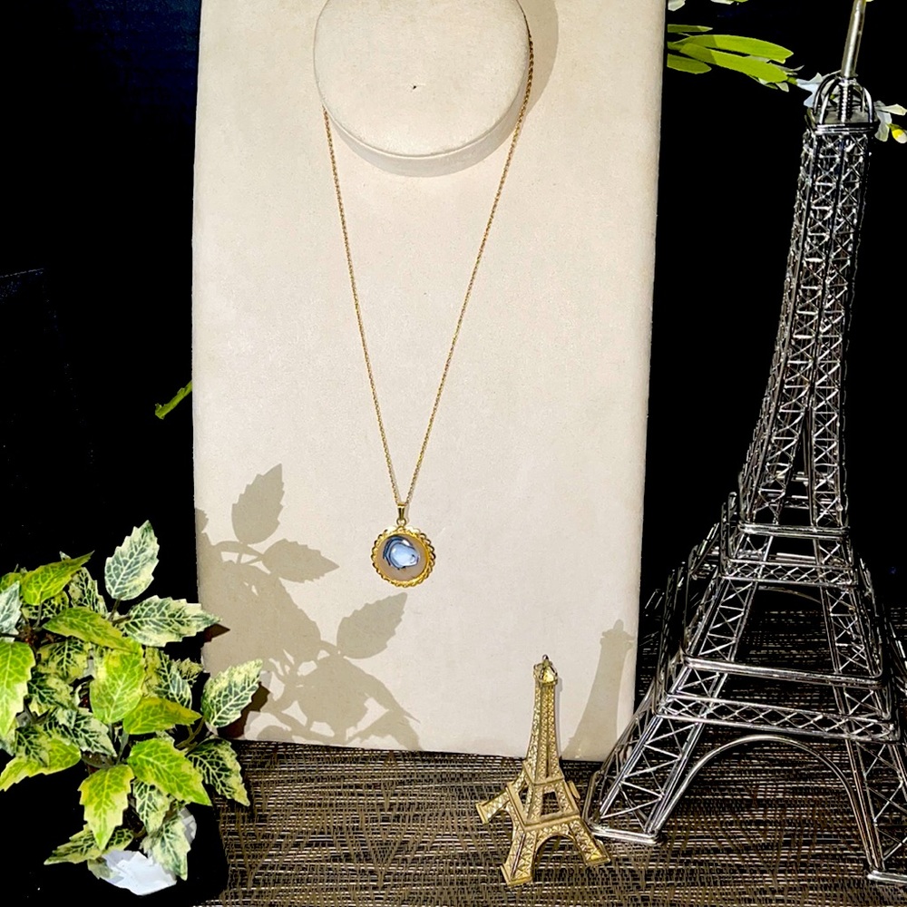 Vintage Gold plated pearl necklace pendant